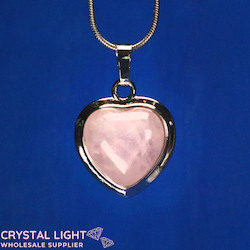 Miscellaneous Pendants: Rose Quartz Heart Pendant with Frame (Small)