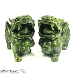 Other Shapes: Serpentine Pixiu Sculpture (Pair)