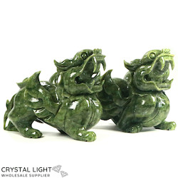 Decorative Sculptures: Serpentine Pixiu Sculpture (Pair)