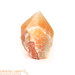 Cut Base Points: Orange Calcite Cut Base Point