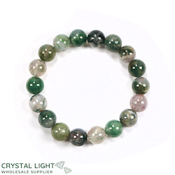 10mm Round Bead Bracelets: Moss Agate Bracelet 10mm