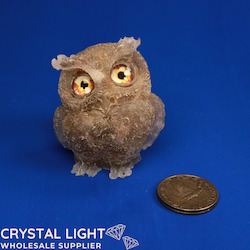 Auctions: Resin Owl Small - Rutilated Quartz