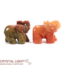 Animals: Orange Aventurine & Unakite Elephant Lot