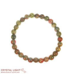 6-7mm Round Bead Bracelets: Unakite Bracelet 6mm