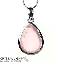 Sterling Silver Pendants: Rose Quartz Faceted Pendant