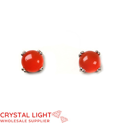 Sterling Silver Earrings: Carnelian Stud Earrings