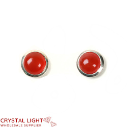 Sterling Silver Earrings: Carnelian Framed Stud Earrings