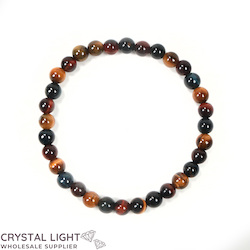 4-7mm Round Bead Bracelets: Mixed Tigers Eye Bracelet 6mm