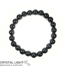 8-9mm Round Bead Bracelets: Black Obsidian Bracelet 8mm