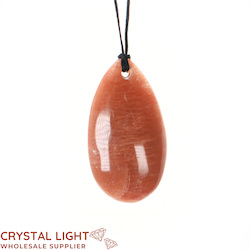 Necklaces: Peach Moonstone Drop Necklace