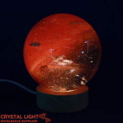 Sphere Lamps: Strawberry Obsidian Sphere with LED Stand