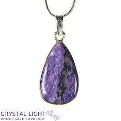 Sterling Silver Pendants: Charoite Drop Pendant