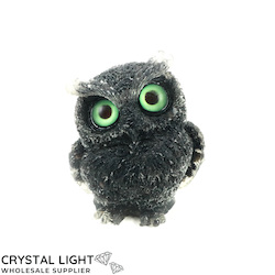 Animals: Resin Owl Small - Black Agate