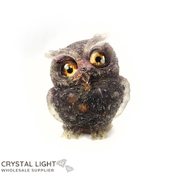 Animals: Resin Owl Small - Chevron Amethyst