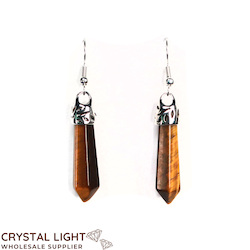 Non-Sterling Silver Earrings: Tiger Eye Polished Point Earring