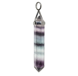 Terminated Pendant: Rainbow Fluorite DT Pendant Sterling Silver