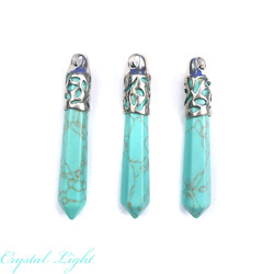 Terminated Pendant: Light Blue Howlite Long Pendant