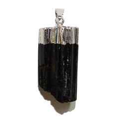 Raw Stone Pendants: Black Tourmaline Pendant with Bail