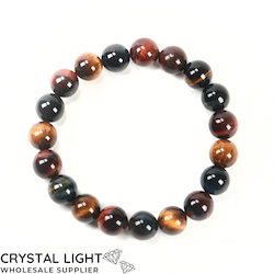 10mm Round Bead Bracelets: Mixed Tigers Eye Bracelet 10mm