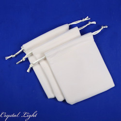 Gift Boxes & Pouches: White Pull-String Velvet Pouch