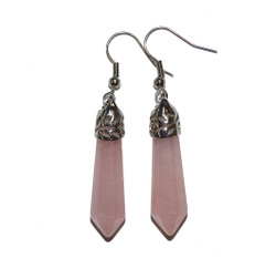 Non-Sterling Silver Earrings: Rose Quartz Point Earrings