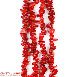 Chip Beads: Red Coral Chip Beads