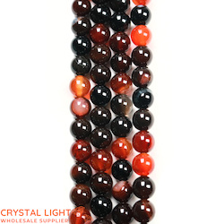 8mm Bead: Orange and Black Agate 8mm Round Beads