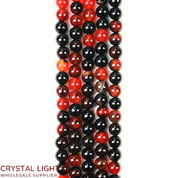 4,6 & 7mm Bead: Orange and Black Agate Mixed 6mm Round Beads