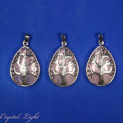 Tree Of Life Pendants: Rose Quartz Tree Of Life Teardrop Pendant