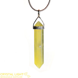 Sterling Silver Pendants: Lemon Serpentine DT Pendant Sterling Silver