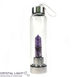 Crystal Drink Bottles: Chevron Amethyst Point Crystal Bottle