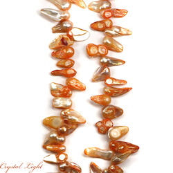 Shell and Pearl Beads: Orange Keshi Pearl Beads