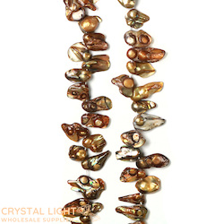 Shell and Pearl Beads: Brass Keshi Pearl Beads