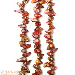 Shell and Pearl Beads: Red Gold Keshi Pearl Beads