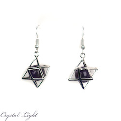 Non-Sterling Silver Earrings: Amethyst Merkaba Sphere Earrings