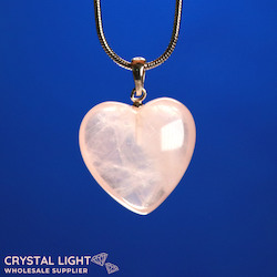 Sterling Silver Pendants: Rose Quartz Heart Pendant