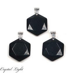 Hexagon Pendants: Black Obsidian Hexagon Pendant