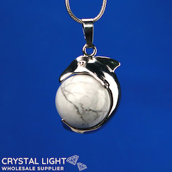 Sphere Pendants: Howlite Dolphin Sphere Pendant