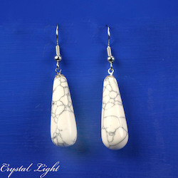 Non-Sterling Silver Earrings: Synthetic Howlite Drop Earrings