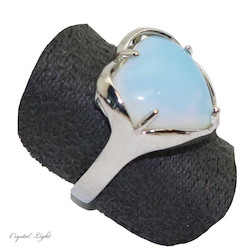 Non Sterling & Other Rings: Opalite Heart Adjustable Ring