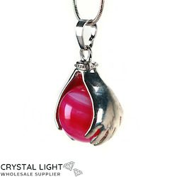 Sphere Pendants: Hand and Pink Agate Sphere Pendant