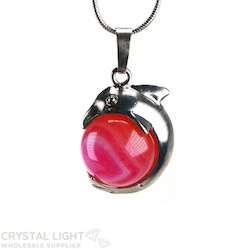 Sphere Pendants: Pink Agate Dolphin Sphere Pendant