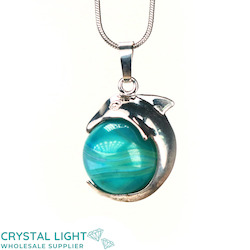 Sphere Pendants: Blue Agate Dolphin Sphere Pendant