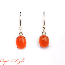 Sterling Silver Earrings: Carnelian Hook Earrings