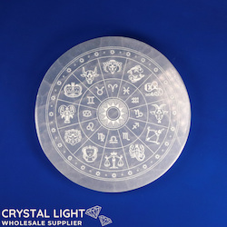 Selenite: Selenite Zodiac Plate Large