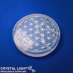 Selenite: Selenite Flower of Life Round Plate