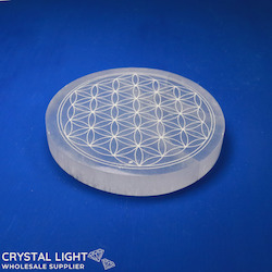 Selenite: Selenite Flower of Life Round Plate