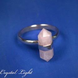 Sterling Silver Rings: Rose Quartz DT Ring - Size 10