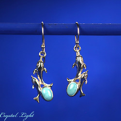 Sterling Silver Earrings: Larimar Dolphin Earrings